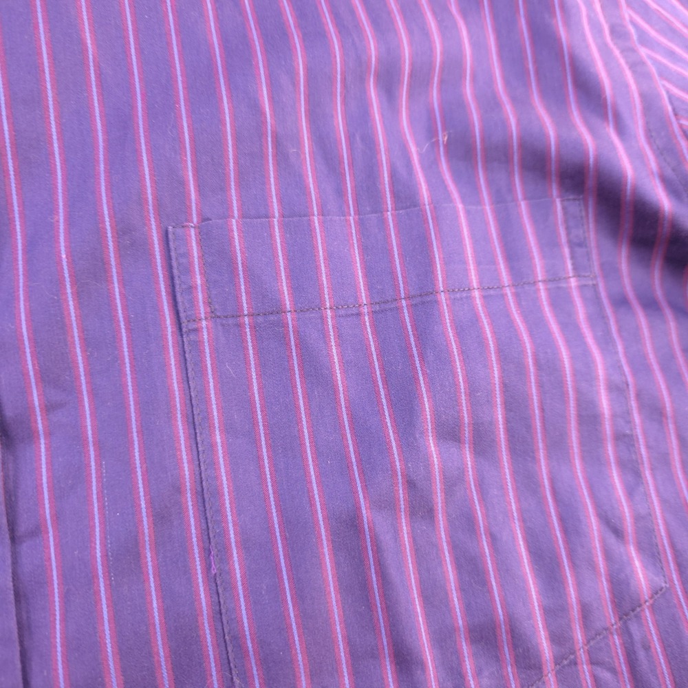 Bugatchi Shirt Large Shaped‎ Fit Long Sleeve Button Up Blue Purple Striped - Picture 2 of 8